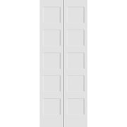 Trimlite 24" x 80" Primed 5-Panel Equal Panel Shaker Bifold Door and Hardware 2068pri8405BF